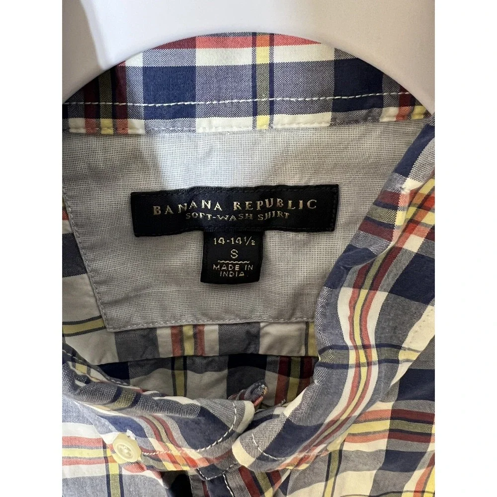 Banana Republic Soft Wash Plaid Button Down Shirt Mens Size Small Long Sleeve